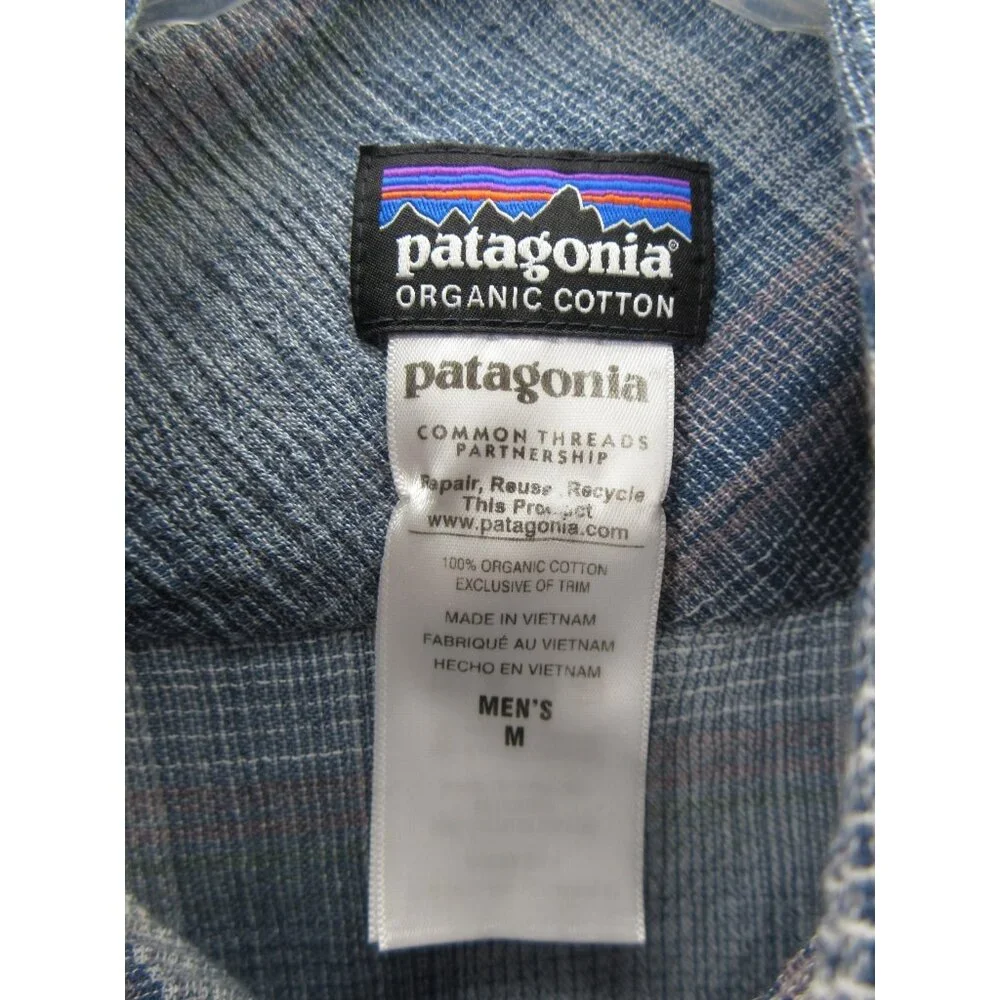 Patagonia Shirt Medium Button Up Shadow Plaid Textured Outdoor Organic